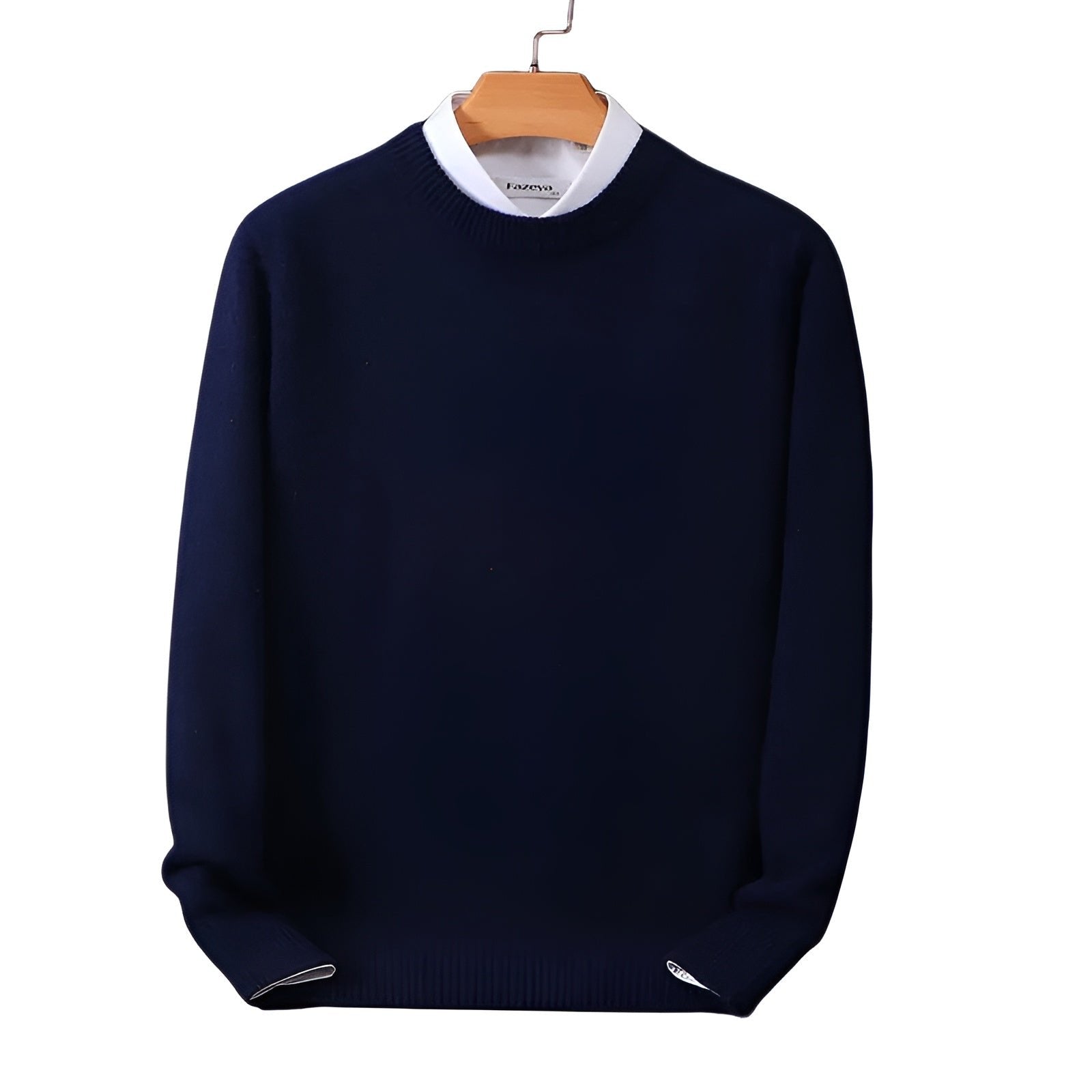 Women's plain crew neck pullover sweater with long sleeves
