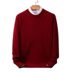 Women's plain crew neck pullover sweater with long sleeves