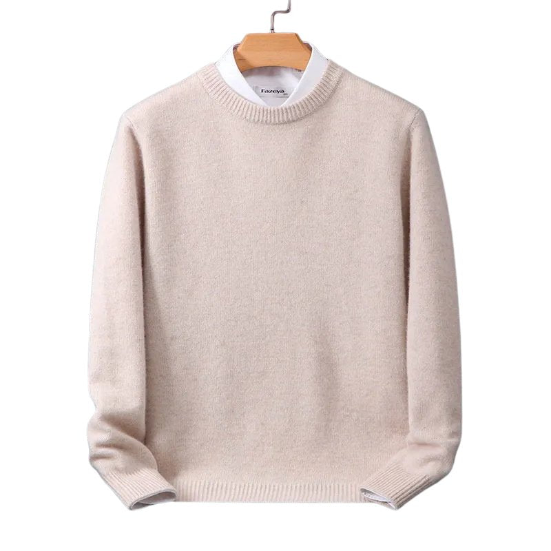 Women's plain crew neck pullover sweater with long sleeves