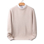 Women's plain crew neck pullover sweater with long sleeves