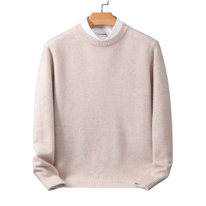 Women's plain crew neck pullover sweater with long sleeves