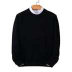 Women's plain crew neck pullover sweater with long sleeves