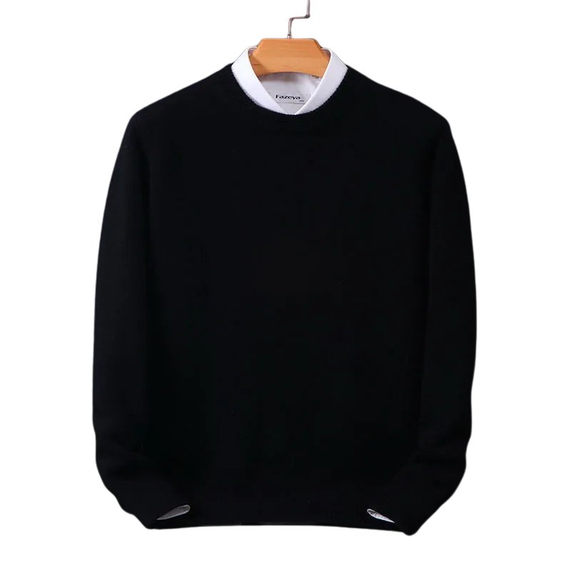 Women's plain crew neck pullover sweater with long sleeves