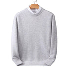 Women's plain crew neck pullover sweater with long sleeves