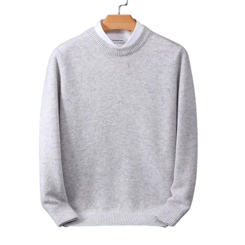 Women's plain crew neck pullover sweater with long sleeves