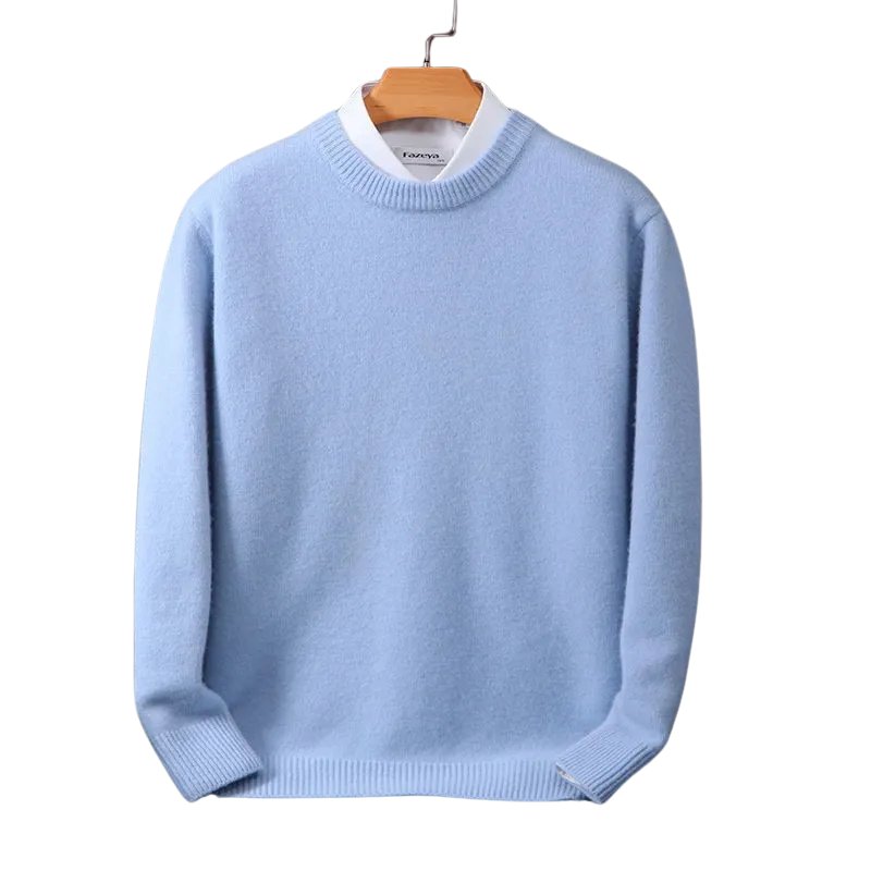 Women's plain crew neck pullover sweater with long sleeves