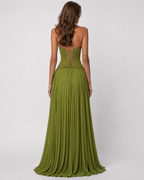 Women's floral lace corset maxi dress with halter neckline and pleated skirt