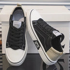Low-top vintage lace-up sneakers with contrast toe cap