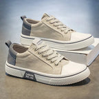 Low-top vintage lace-up sneakers with contrast toe cap