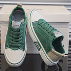 Low-top vintage lace-up sneakers with contrast toe cap