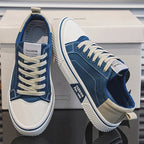 Low-top vintage lace-up sneakers with contrast toe cap