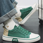 Low-top vintage lace-up sneakers with contrast toe cap