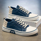 Low-top vintage lace-up sneakers with contrast toe cap