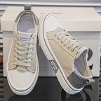 Low-top vintage lace-up sneakers with contrast toe cap