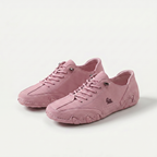 Low-profile lace-up trainers with rounded toes, stitched panels and textured soles