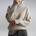 Women's geometric diamond pattern turtleneck jumper with long sleeves