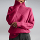 Women's geometric diamond pattern turtleneck jumper with long sleeves