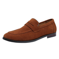 Men's penny loafer with moccasin stitching and low sole