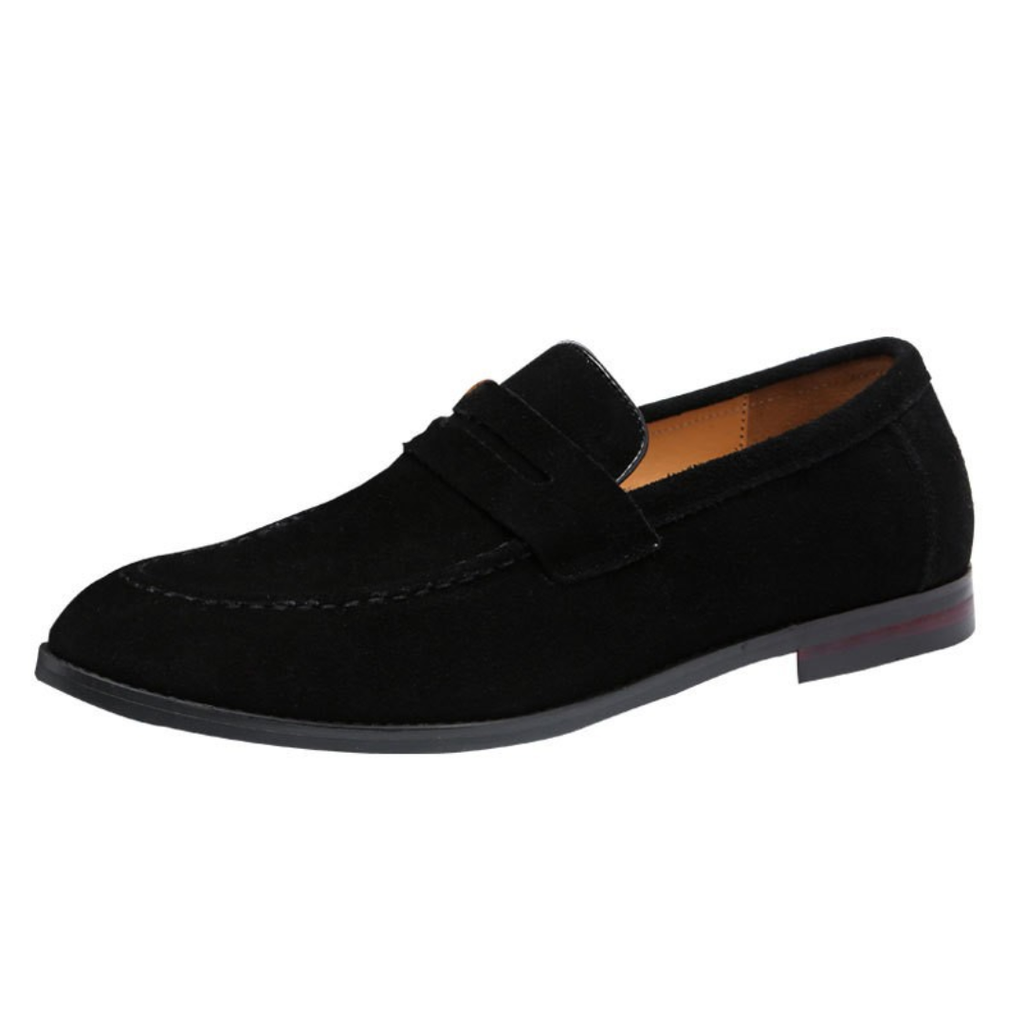 Men's penny loafer with moccasin stitching and low sole