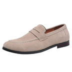 Men's penny loafer with moccasin stitching and low sole