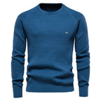Men's textured crew-neck jumper with long sleeves and ribbed trims