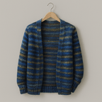 Women's multicoloured striped open knit cardigan with long sleeves