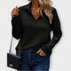 Women's ribbed half-zip pullover with mock neck