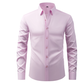 Men's long sleeve formal shirt with point collar, button front and curved hem