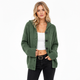 Women's hooded knitted cardigan with button front, long sleeves and ribbed cuffs