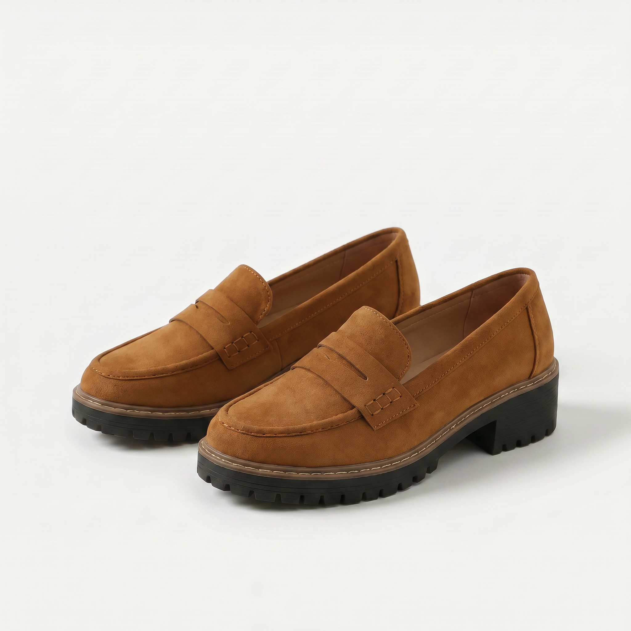 Women's penny loafers with chunky ridged soles
