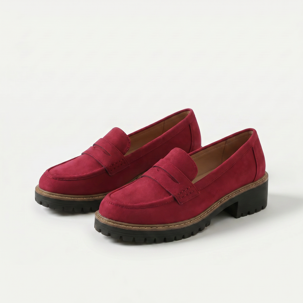 Women's penny loafers with chunky ridged soles