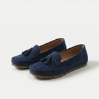 Women's moc toe loafers with decorative tassels