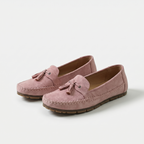 Women's moc toe loafers with decorative tassels