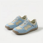 Panel trainers with lace-up fastening, mesh-look inserts and textured sole
