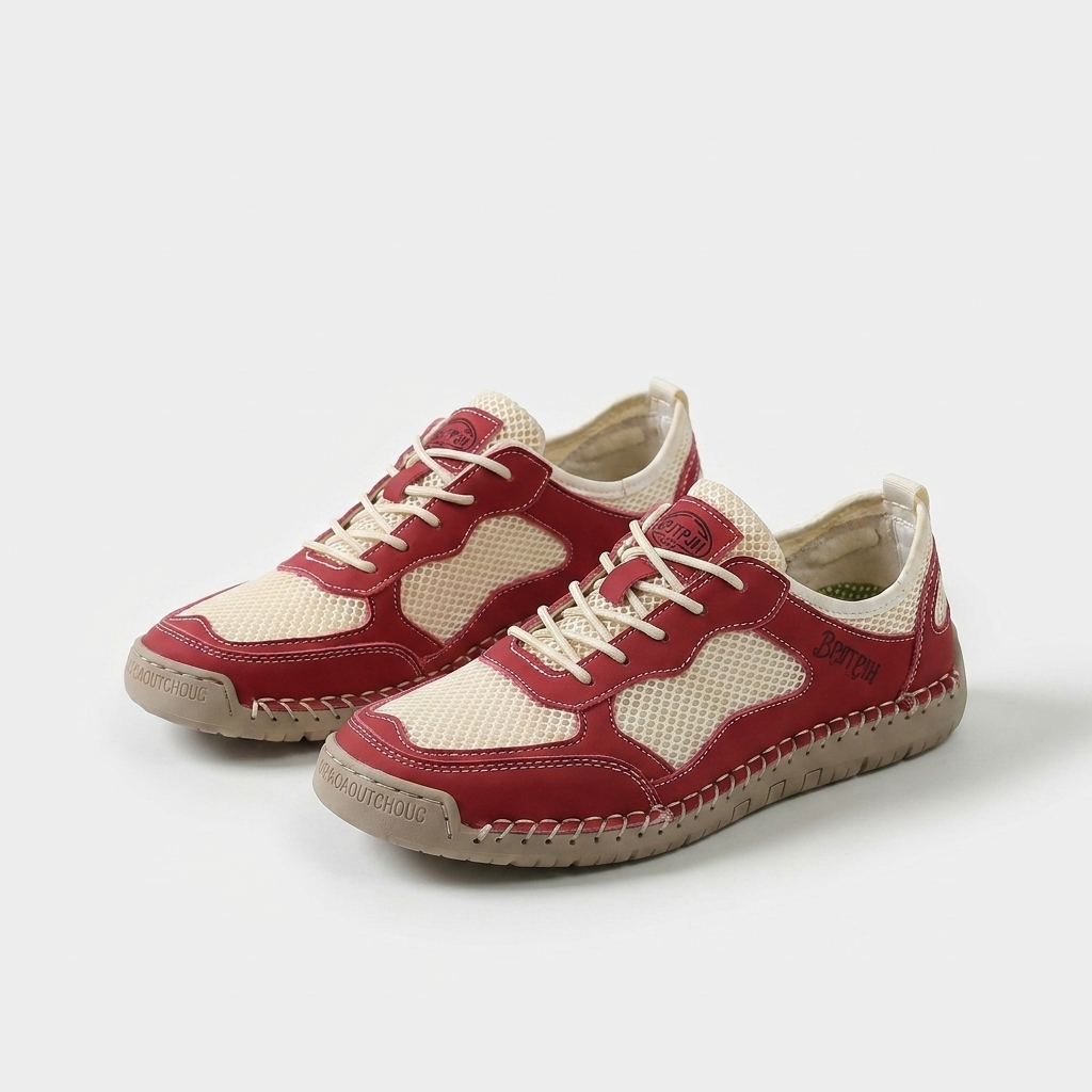 Panel trainers with lace-up fastening, mesh-look inserts and textured sole