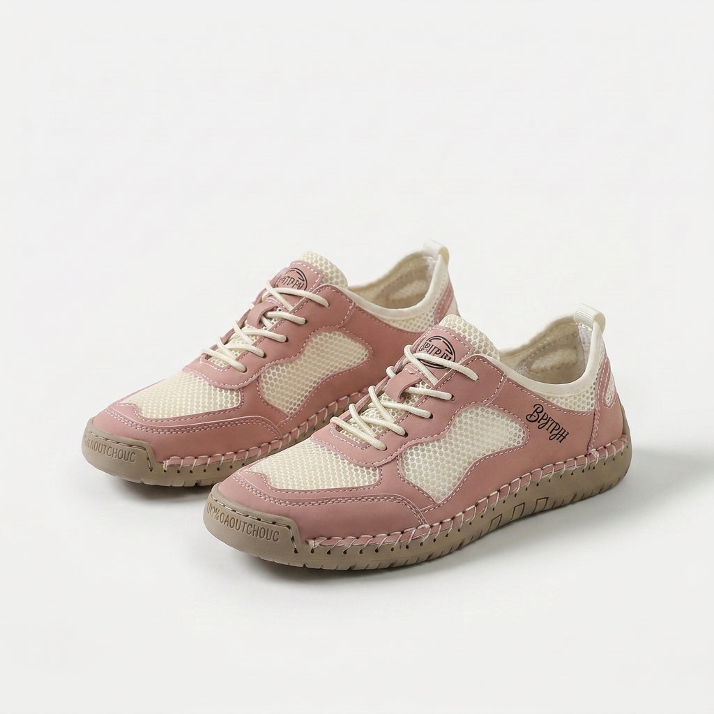 Panel trainers with lace-up fastening, mesh-look inserts and textured sole