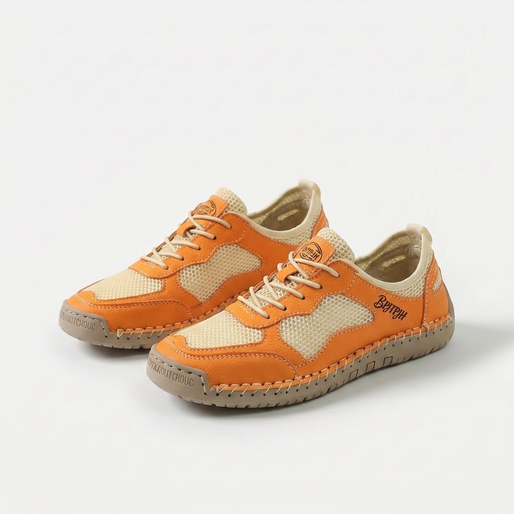 Panel trainers with lace-up fastening, mesh-look inserts and textured sole