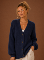 Women's ribbed V-neck button front cardigan with long sleeves