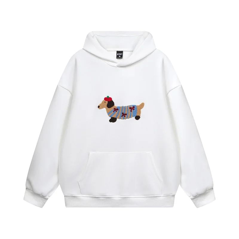 Women's hoodie with dog graphic and kangaroo pocket