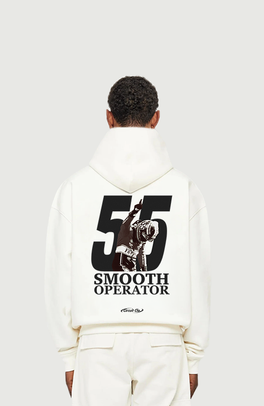 Oversized hoodie with hood and large Smooth Operator back graphic