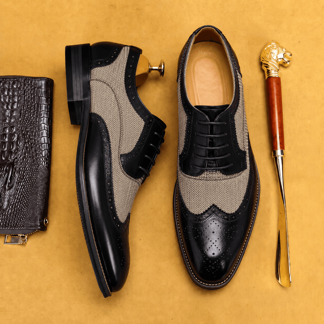 Men's Two-Tone Wingtip Brogue Derby Shoes