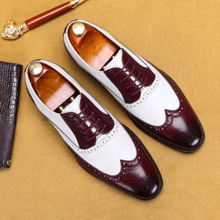 Men's Two-Tone Wingtip Brogue Derby Shoes