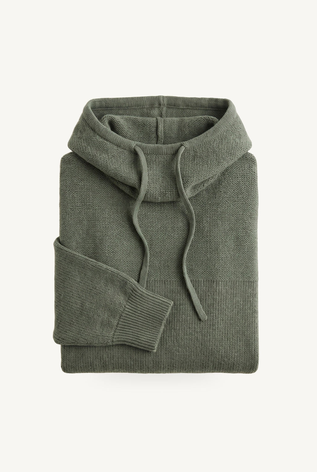 Women's knitted hoodie with cowl-style hood and long sleeves
