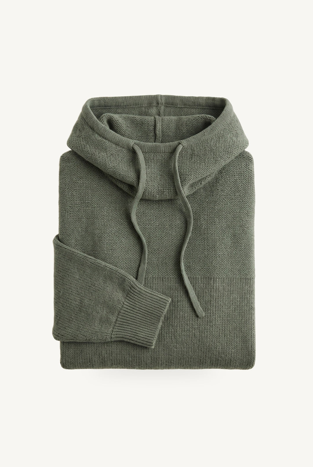 Women's knitted hoodie with cowl-style hood and long sleeves