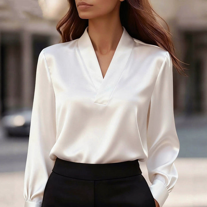 Women's V-Neck Satin Party Blouse