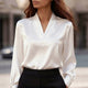 Women's V-Neck Satin Party Blouse