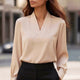Women's V-Neck Satin Party Blouse