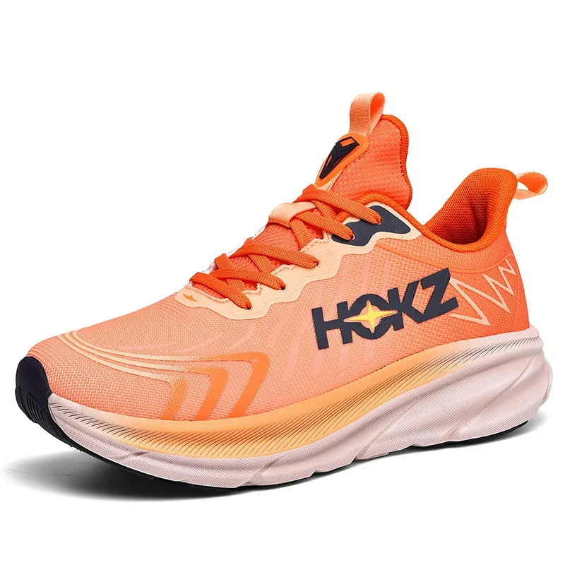 Low-top geometric running trainers with lace-up fastening and thick sculpted sole