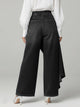 Women's wide-leg jeans with high-rise waist, front buttons and asymmetric overlay hem