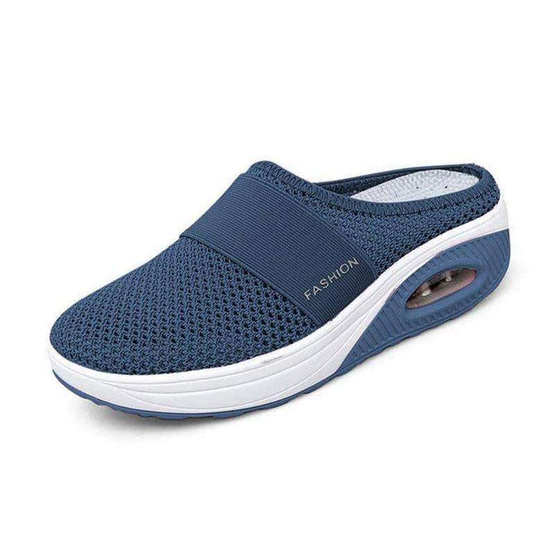 Women's mesh slip-on shoe with visible air-cushion sole